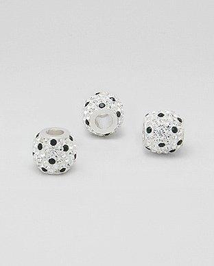 Zilveren glaskristal bead - deco zwarte spikkel, Sieraden, Tassen en Uiterlijk, Bedels, Verzenden