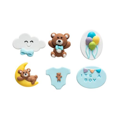 Suikerdecoratie Baby Blauw 4cm 6st., Hobby en Vrije tijd, Taarten en Cupcakes maken, Nieuw, Verzenden