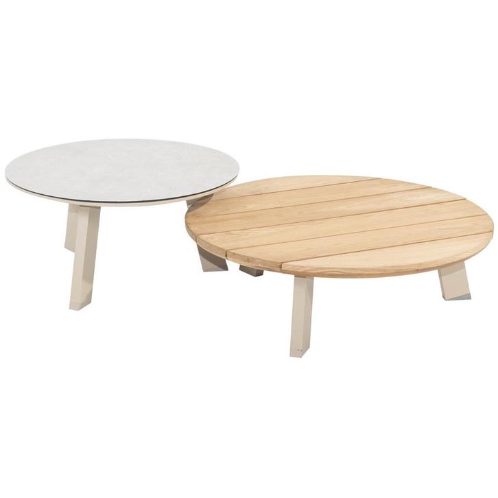 Emma set loungetafels 65 cm rond en 80 cm rond teak latte, Tuin en Terras, Tuintafels, Nieuw, Ophalen of Verzenden
