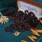 Glaskralen ketting/sautoir met gouden slot, Sieraden, Tassen en Uiterlijk, Kettingen, Ophalen of Verzenden, Gebruikt, Overige kleuren