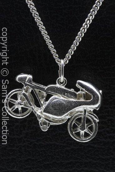 Zilveren Motor met kuip ketting hanger, Sieraden, Tassen en Uiterlijk, Kettinghangers, Verzenden