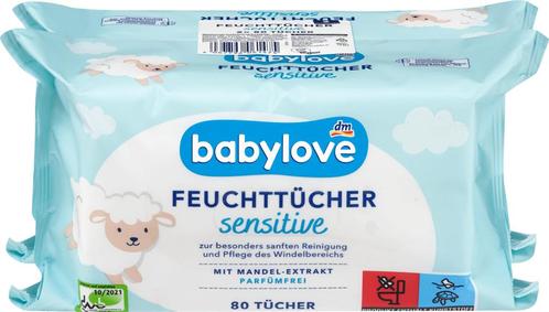 Babylove Vochtige doekjes Sensitive 160 stuks, Kinderen en Baby's, Badjes en Verzorging, Verzenden
