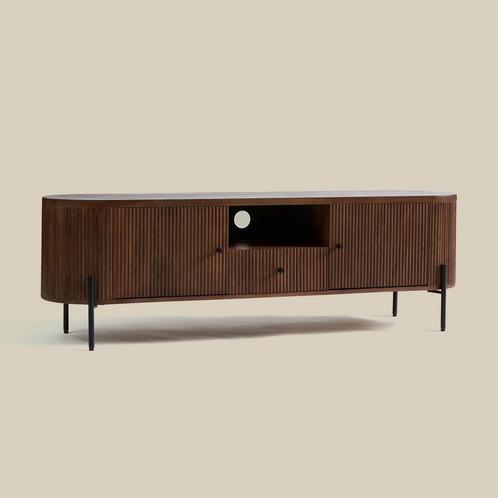 *WOONWINKEL* Tv-meubel 160 Cm Ribbel Hout Bruin, Huis en Inrichting, Kasten | Televisiemeubels, Nieuw, Verzenden