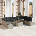 vidaXL Tuin Sofa Set met opslag 11 pcs Lichtgrijs Poly riet, Verzenden, Nieuw, Rotan