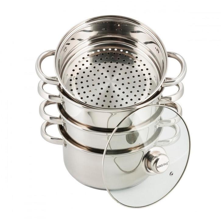 Kinghoff KH-3329 5-delige RVS stoompan Ø22 cm 4L voor alle, Huis en Inrichting, Keuken | Potten en Pannen, Ophalen of Verzenden