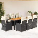 vidaXL 9-delige Tuinset poly rattan zwart, Tuin en Terras, Tuinsets en Loungesets, Nieuw, 8 zitplaatsen, Tuinset, Verzenden