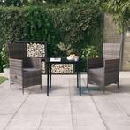vidaXL 3-delige Tuinset met kussens grijs, 2 zitplaatsen, Nieuw, Tuinset, Verzenden