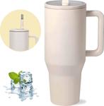 HI NATURE™ Luxe RVS Thermosbeker met Handvat en Rietje 1.2, Huis en Inrichting, Ophalen of Verzenden, Gebruikt