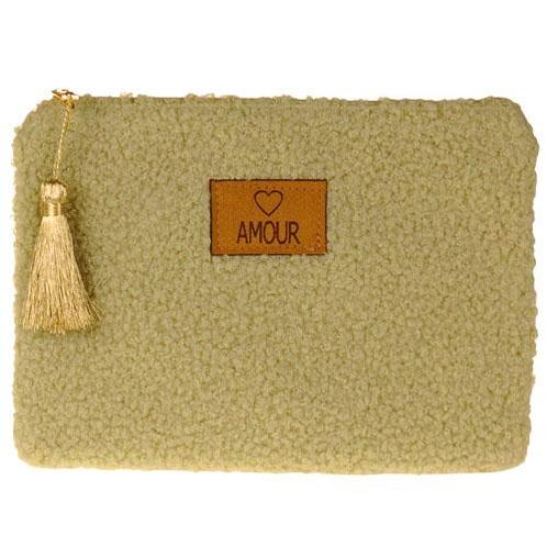 Toilettasje / Etui - Fluffy Sheep - Saliegroen met Label AM, Sieraden, Tassen en Uiterlijk, Toilettassen, Groen, Nieuw, Ophalen of Verzenden