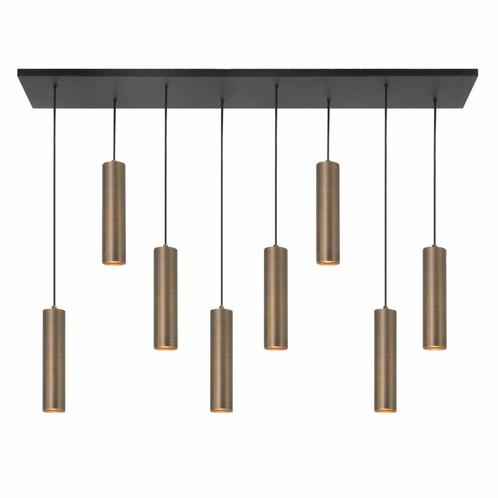 Moderne Hanglamp 8-lichts 115x18CM | Messing kokers, Huis en Inrichting, Lampen | Hanglampen, 75 cm of meer, Nieuw, Metaal, Ophalen of Verzenden