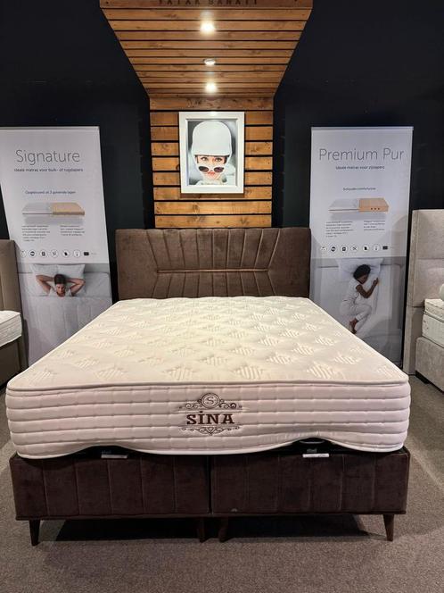 Boxspring Sina met Opbergruimte 160x200, Huis en Inrichting, Slaapkamer | Bedden, 160 cm, 200 cm, Verstelbaar, Bruin, Tweepersoons