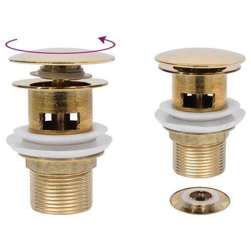 vidaXL Afvoer pop-up met overloop 6,4x6,4x9,1 cm goudkleurig, Doe-het-zelf en Verbouw, Sanitair, Nieuw, Verzenden