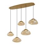 Hotel Chique hanglamp messing met amber glas 5-lichts - Gus, Nieuw, Overige materialen, Hotel chique, 75 cm of meer