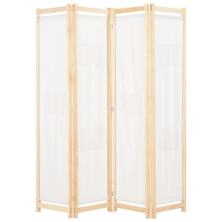 vidaXL Kamerscherm met 4 panelen 160x170x4 cm stof crème, Huis en Inrichting, Woonaccessoires | Kamerschermen, Nieuw, Verzenden