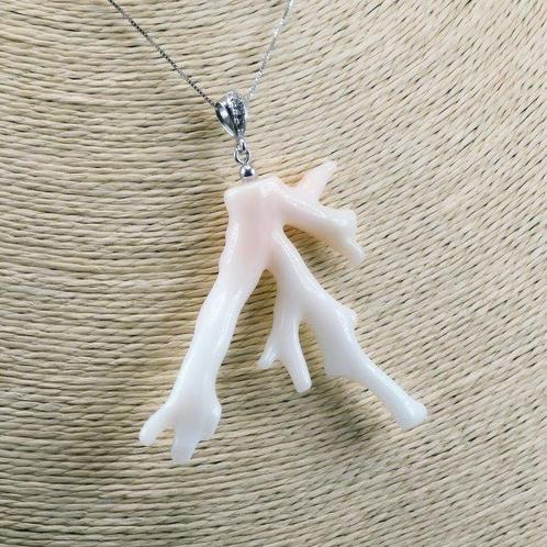 Koraal - Zilver - Ketting met hanger - ROZE KORAAL, Verzamelen, Dierenverzamelingen