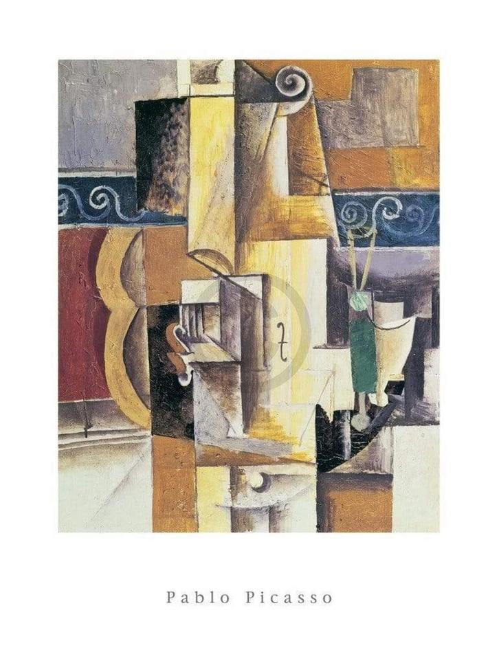Kunstdruk Pablo Picasso - Violin and Guitar 60x80cm, Huis en Inrichting, Woonaccessoires | Schilderijen, Tekeningen en Foto's