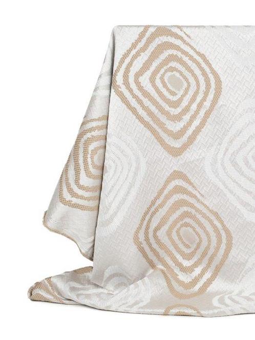 Fantastische satijnen stof, satijn met witte en beige, Antiek en Kunst, Antiek | Kleden en Textiel