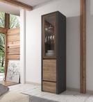 Vitrinekast Monaco - Eiken - Grijs - 50 cm - Met glas