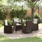 vidaXL Tuin eettafelset 5 pcs Bruin poly rattan, Verzenden, Nieuw, Rotan