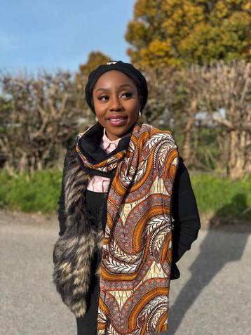 Warme Afrikaanse print sjaal Unisex - Smal model - Oranje Fe beschikbaar voor biedingen