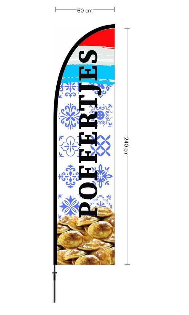 Beachvlag poffertjes ontwerp 1 doek 60x240cm, hoogte zonder, Diversen, Vlaggen en Wimpels, Nieuw