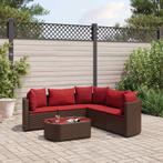 vidaXL 6-delige Loungeset met kussens poly rattan bruin, 5 zitplaatsen, Nieuw, Loungeset, Verzenden