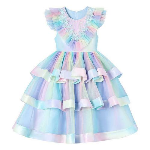 Prinsessenjurk - Luxe Unicorn jurk - Blauwe regenboog, Kinderen en Baby's, Carnavalskleding en Verkleedspullen, Nieuw, Ophalen of Verzenden