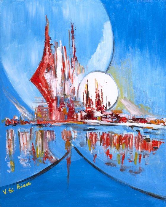 Vincenzo Di Biase - Marina Lunare, Antiek en Kunst, Kunst | Schilderijen | Modern