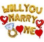 19-delige ballonnen set Will You Marry Me goud met rood, Verzenden, Nieuw, Versiering, Valentijn of Romantisch