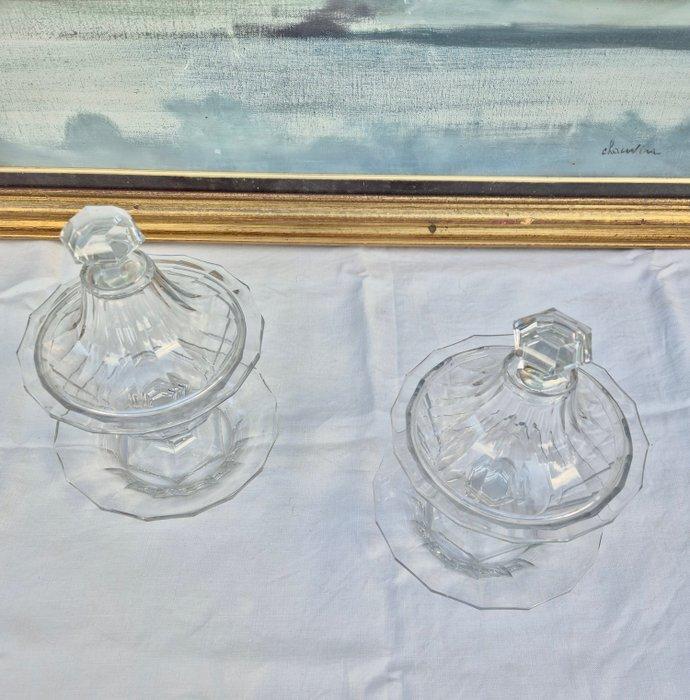 Pillendoosje (2) - Kristal - Drageoirs toegewezen aan, Antiek en Kunst, Antiek | Glas en Kristal