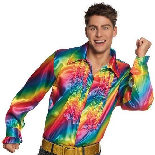 Disco blouse regenboog, Hobby en Vrije tijd, Feestartikelen, Feestartikel, Nieuw, Verzenden
