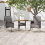 vidaXL 3-delige Tuinset poly rattan grijs, Verzenden, Nieuw, Rotan, Tuinset