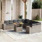 vidaXL 11-delige Loungeset met kussens poly rattan grijs, Tuin en Terras, Tuinsets en Loungesets, Verzenden, Nieuw, Rotan, Loungeset