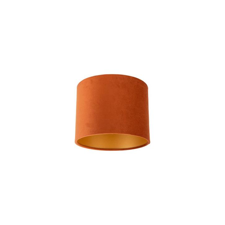 Stoffen lampenkap oranje met gouden binnenkant 18/18/14, Huis en Inrichting, Lampen | Lampenkappen, Overige kleuren, Nieuw, Minder dan 25 cm