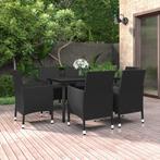 vidaXL 7-delige Tuinset met kussens poly rattan en glas, 6 zitplaatsen, Nieuw, Tuinset, Verzenden