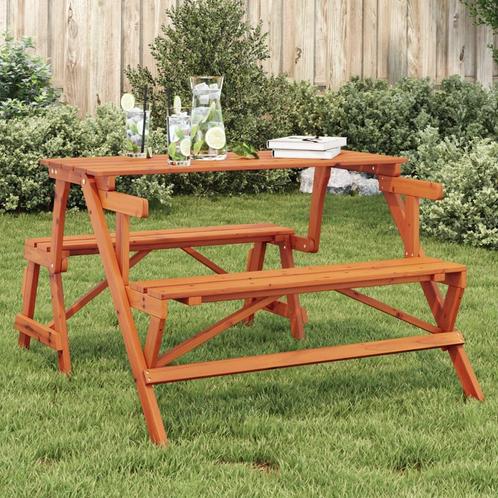 vidaXL Picknicktafel met banken 2-in-1 ombouwbaar massief, Tuin en Terras, Tuintafels, Nieuw, Hout, Verzenden