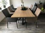 Set van 6 leren eetkamerstoelen taupe en grijs, Ophalen of Verzenden, Nieuw, Leer