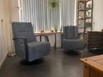 verschillende leren draaifauteuils met schotelvoet - blauw, Nieuw, Ophalen of Verzenden, Industrieel, 50 tot 75 cm