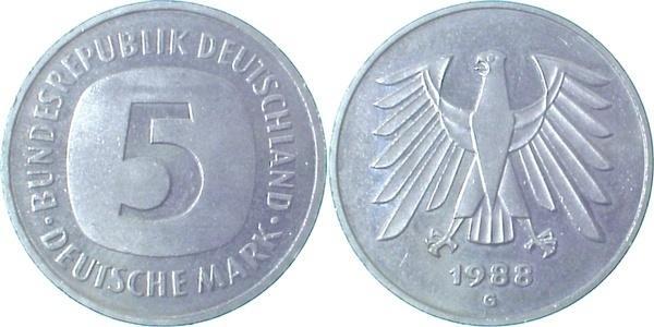 Duitsland Fehlpraegung 5 Dm 1988 G leichte Lichtenrader P..., Postzegels en Munten, Munten | Europa | Niet-Euromunten, Verzenden