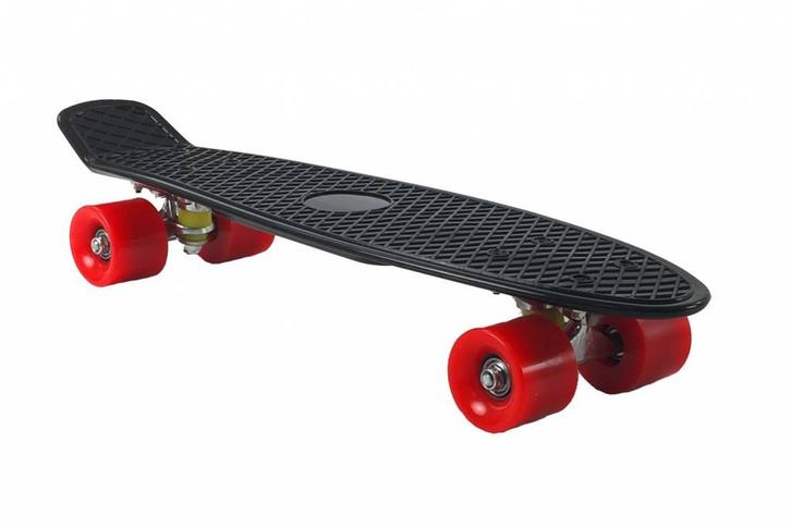 Sajan - Skateboard - Penny board - Zwart-Rood - 22.5 inch -, Sport en Fitness, Skateboarden, Skateboard, Nieuw, Verzenden