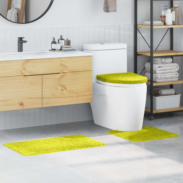 vidaXL Antislip Badmat Set 3 pcs Groen PP, Huis en Inrichting, Badkamer | Badtextiel en Accessoires, Groen, Nieuw, Verzenden