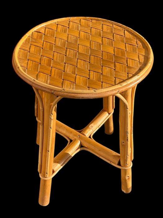 Kruk - Bamboe, Rattan, Hout - Vintage kruk van rattan en, Antiek en Kunst, Kunst | Designobjecten