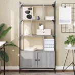 vidaXL Boekenkast met deuren 76,5x30x154,5 cm hout grijs, Verzenden, Nieuw, 50 tot 100 cm, 150 tot 200 cm