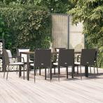 vidaXL 9-delige Tuinset poly rattan zwart, Nieuw, 8 zitplaatsen, Tuinset, Verzenden