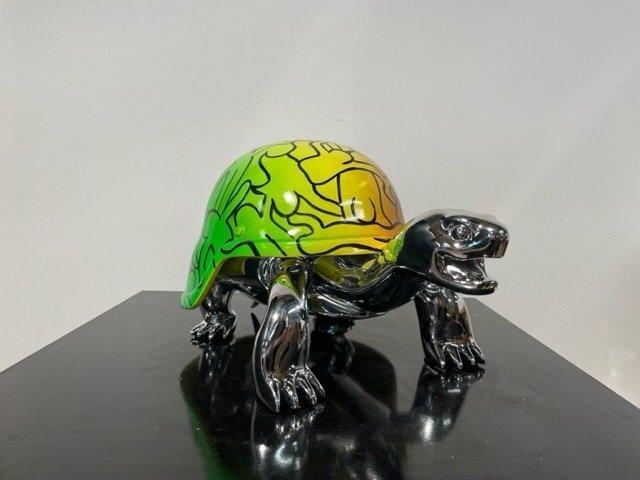 Van Apple - Keith Haring - The Silver Peace Turtle, Antiek en Kunst, Kunst | Designobjecten