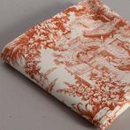 Textiel  - 250 cm - 280 cm - Toile de Jouy Oranje, Antiek en Kunst