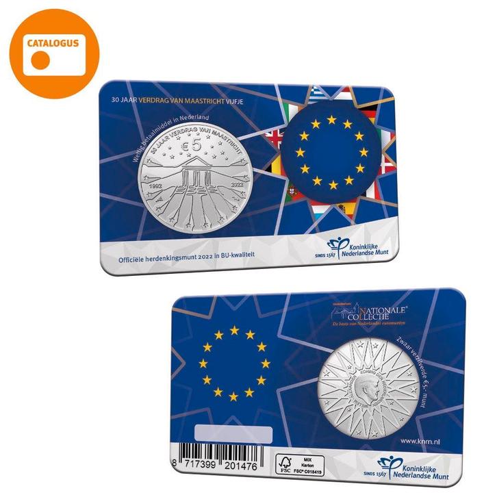 Verdrag van Maastricht Vijfje 2022 BU-kwaliteit in coincard, Postzegels en Munten, Munten | Nederland, Verzenden