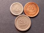 Portugal. Republic. 10 + 20 Centavos 1920/1930 (3 moedas)