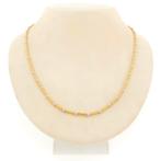 Bicolor gouden staafjes schakel ketting | 45,5 cm (witgoud), Sieraden, Tassen en Uiterlijk, Ophalen of Verzenden, Gebruikt, Overige kleuren