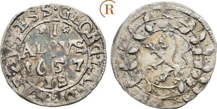 1 Albus 1657 Is Hessen Darmstadt: Georg Ii, 1626-1661:, Postzegels en Munten, Munten | Europa | Niet-Euromunten, Verzenden